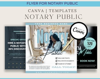 Notary Public Canva Template / Service Flyer Template / Instagram Canva Editable Template / Notary Public Bundle / Business Flyer Notary