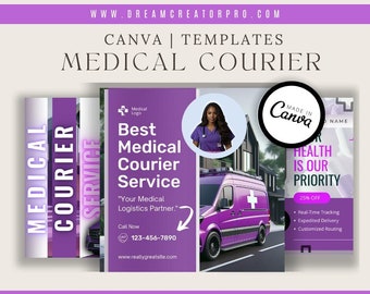 Folleto de servicio de mensajería médica / Folleto de servicio de mensajería médica DIY / Plantilla Canva 2024 / Plantilla médica / Folleto médico / Plantilla médica