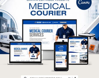 Medical Courier Website Template | Healthcare Logistics Canva Website | Specimen Transport Business Website | Editable Canva Design