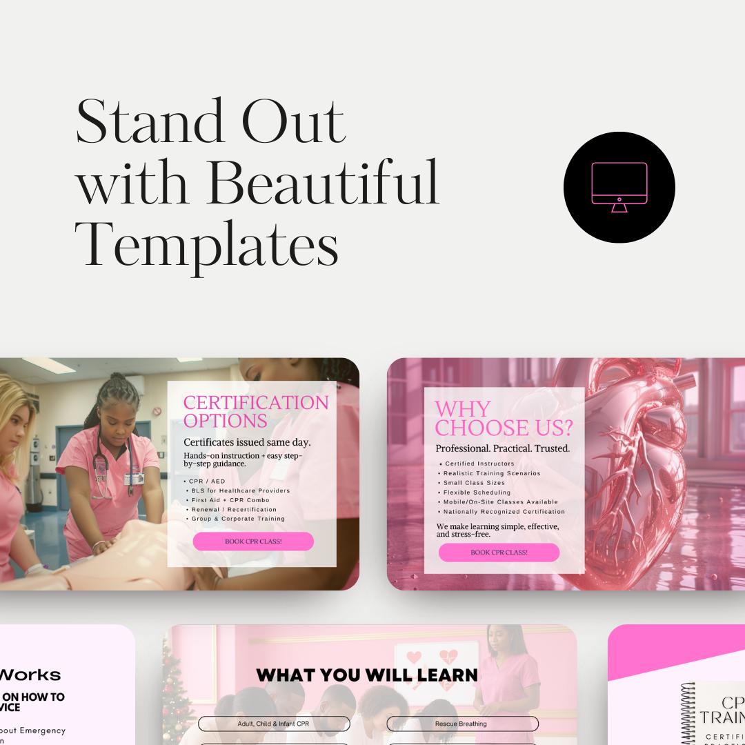 CPR Training Website Canva Template | CPR Class Website Design | First ...