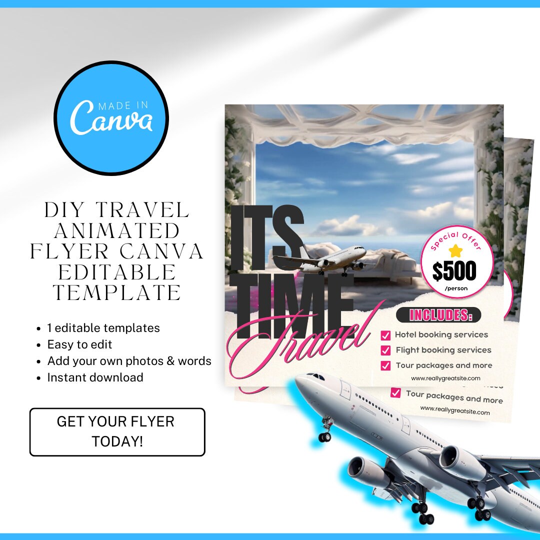 Animated Flyer / Motion Flyer / Travel Agent Canva / Travel Agent