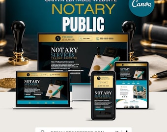Notary Website Canva Template | Mobile Notary Website | Remote Online Notary RON | Loan Signing Service | Editable Canva