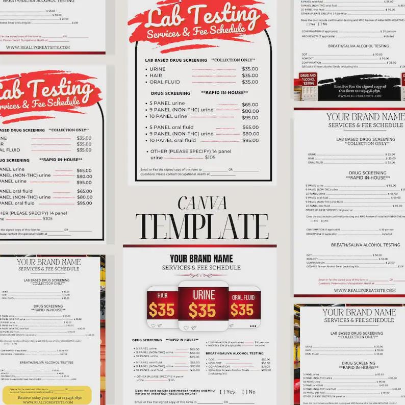 DNA & DOT Testing Forms Canva Template Bundle | Lab Testing Intake ...