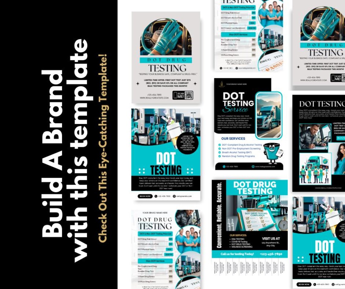 DOT Testing Flyer Bundle | 7 Printable Canva Templates | Drug Testing ...