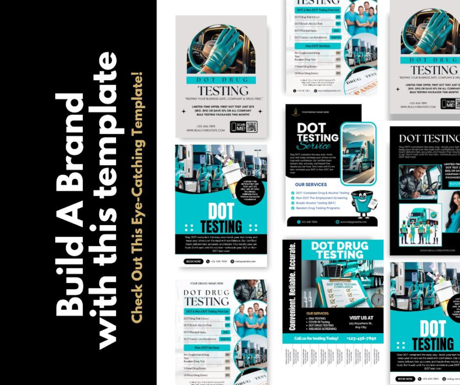 DOT Testing Flyer Bundle | 7 Printable Canva Templates | Drug Testing ...