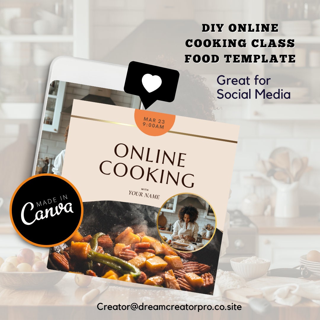 Cooking Class Flyer Template / Canva Template 2024 / Online Classes ...