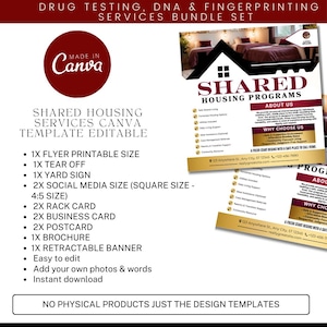 Shared Housing Canva Template Bundle | Reentry & Transitional Housing Marketing Kit | Flyers, Yard Sign, Rack Card, Brochure Banner Set