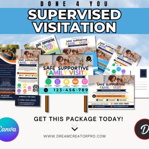 Supervised Visitation Marketing Bundle Canva Templates, Foster Care & Custody Services Kit, Flyer IG Posts Yard Schild Rack Karte Postkarte