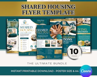 Shared Housing Independent Living Printable Flyer Bundle | Transitional Housing Canva Templates | Reentry, Seniors Supportive Living