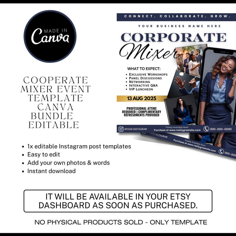 Corporate Mixer Flyer Template | Editable Canva Business Networking ...