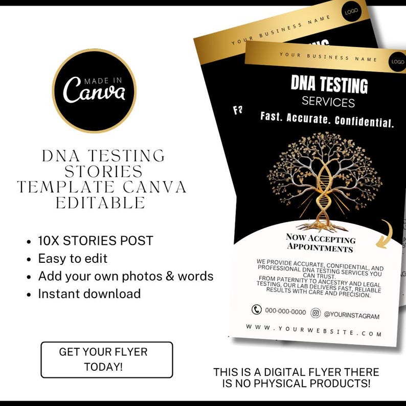 DNA Testing Instagram Stories Bundle | 10 Editable Canva Templates ...