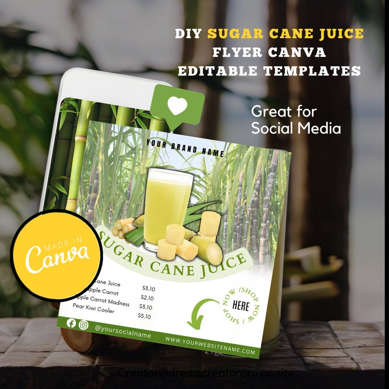 Sugar Cane Juice Flyer / Sugar Cane Flyer / Juice Bar / Juice Bar