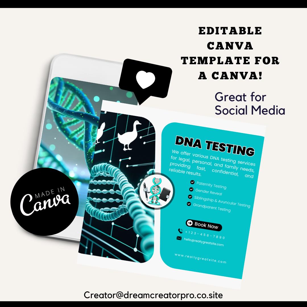 DNA Testing Flyer Canva Templates / DIY DNA Lab Service Instagram ...