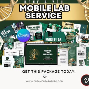 Mobile Lab Marketing Bundle | DNA & Drug Testing Business Templates | Canva Editable Flyers, Website Slides, Yard Sign, Rack Card, Instagram