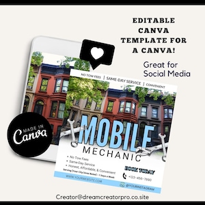 Editable Mobile Mechanic Flyer Template - Auto Repair Service Advertisement - Printable DIY Marketing Flyer for Car Repair Business
