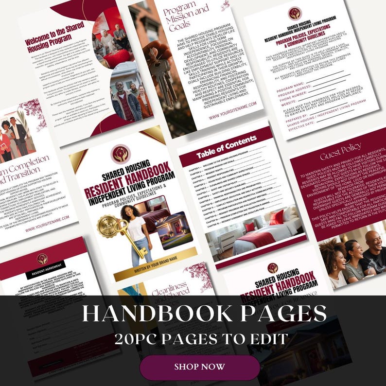Shared Housing Resident Handbook Template | Transitional Housing ...