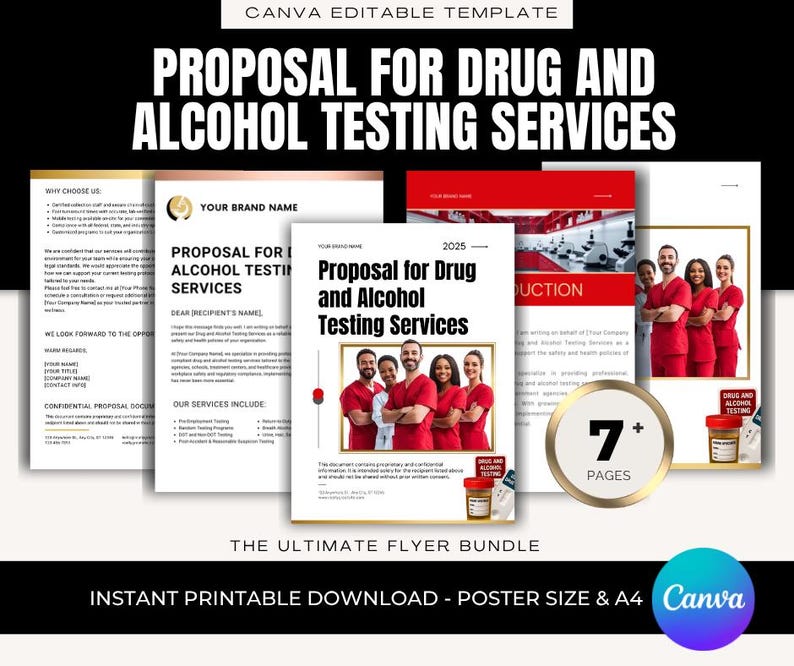 Drug & Alcohol Testing Proposal Template – Editable Canva Business ...