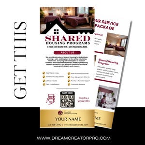 Shared Housing Rack Card Template | Independent Living & Reentry Housing Canva Marketing Card Design