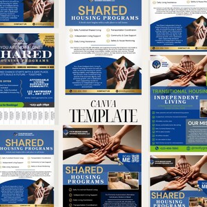 Shared Housing & Independent Living Printable Flyer Bundle | Transitional Housing Canva Templates | Reentry, Seniors & Supportive Living