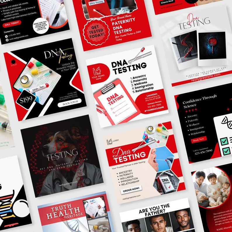 DNA Testing Flyer Canva Templates / DIY DNA Lab Service Instagram ...
