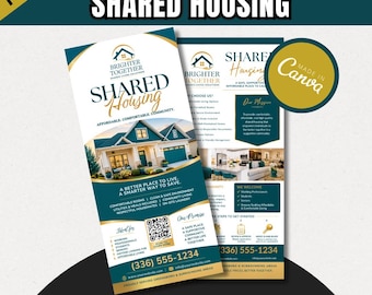 Shared Housing Rack Card Template | Independent Living & Reentry Housing Canva Marketing Card Design