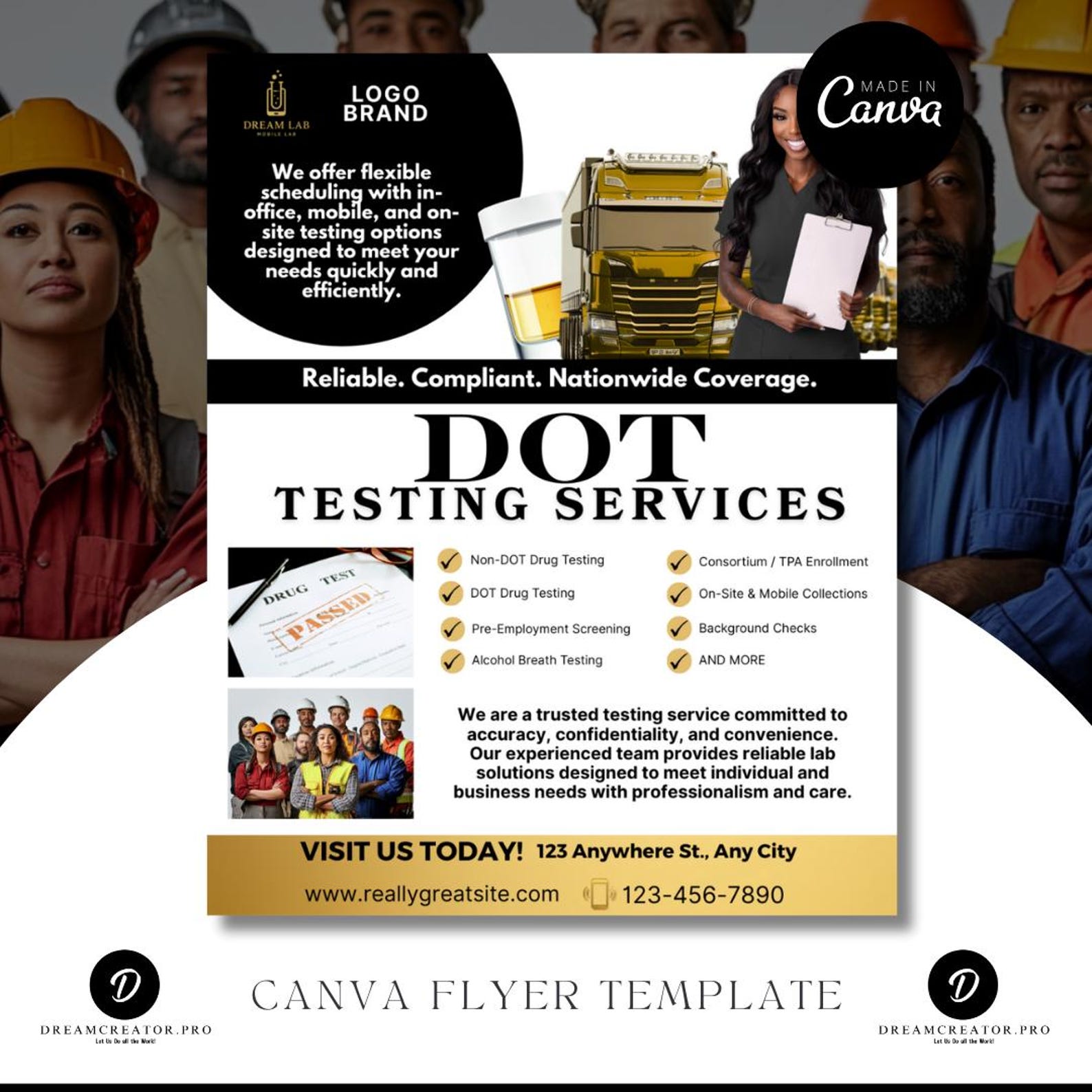 Dot Drug Testing Flyer Template | 4:5 Editable Canva Design ...