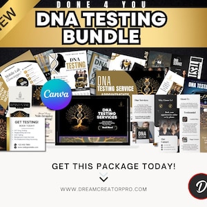 Mobile Lab Marketing Bundle | DNA Testing Canva Templates | Flyers, Business Cards, Rack Cards, Yard Signs, Website, Brochure & IG Posts