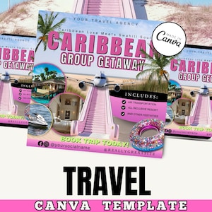 Caribbean Travel Flyer Template | Editable Canva Design for Vacation Packages, Summer Getaways & Island Tour Promotions / island vacation