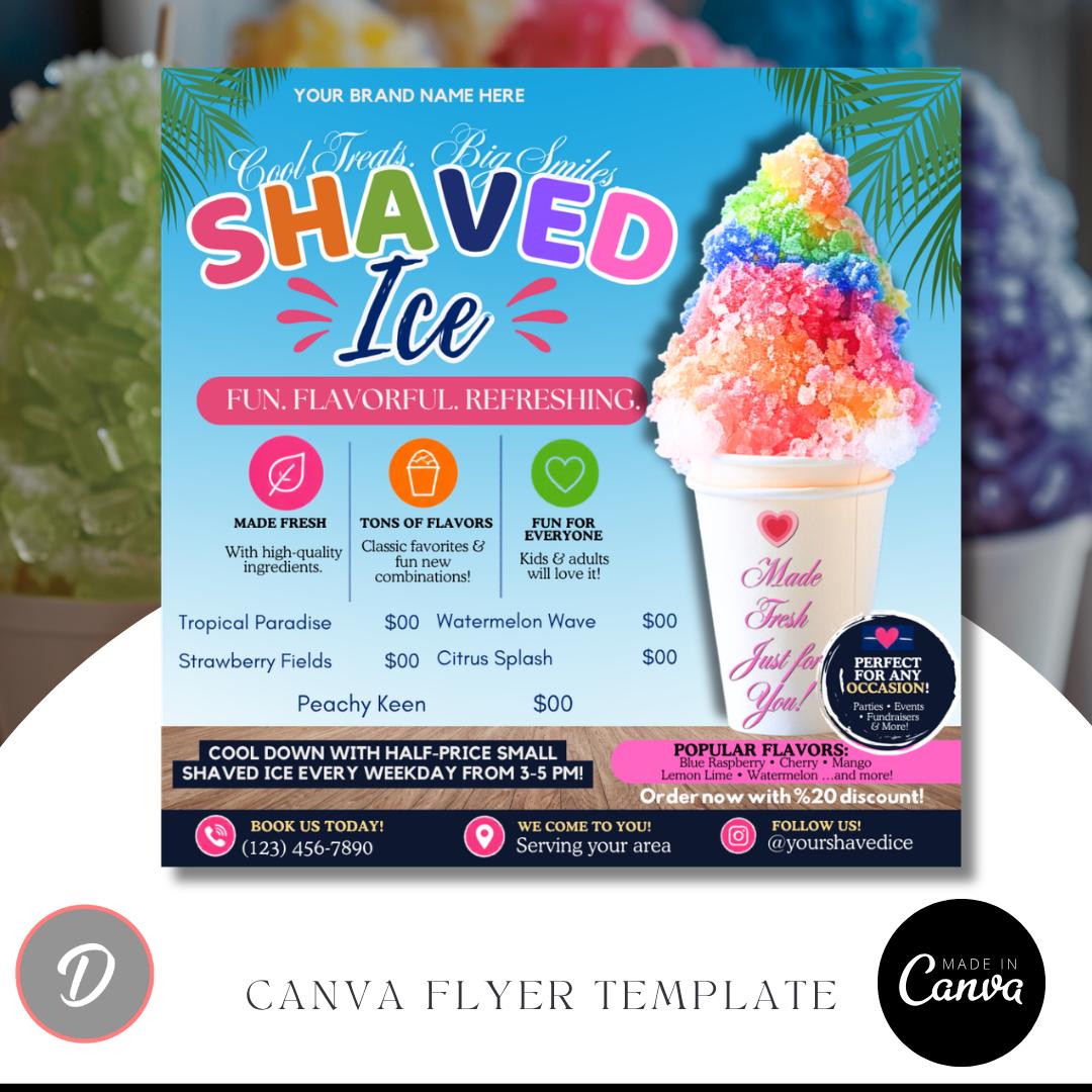 Custom Ice Menu Shaved Ice Menu Template / Snow Cone Menu Template / Food Menu / Canva ...
