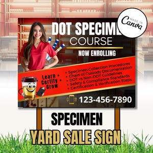 Specimen Collection Class Yard Sign Template | Phlebotomy & Lab Training Canva Sign | Medical Collection Course Yard Sign