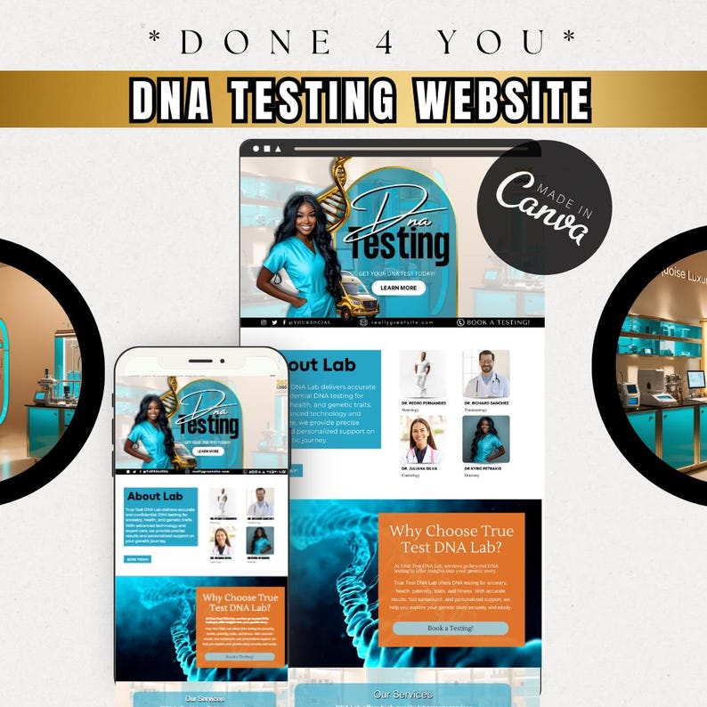Mobile DNA Testing Service Canva Bundle Template / DIY Medical Flyer ...