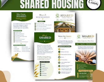 Shared Housing Service Brochure Template | Independent Living Reentry Housing Canva Brochure |  Transitional Housing Marketing Design