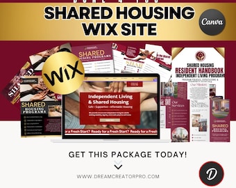Shared Housing Wix Website Template Bundle | Independent Living Program Website | Intake Forms Handbook Flyer Brochure Editable Business Kit