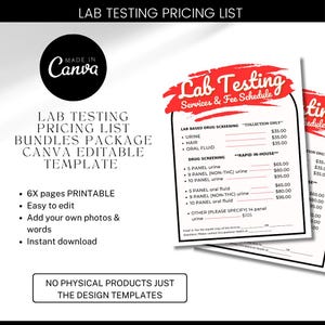 Editable Drug & Alcohol Testing Fee Schedule Flyer - Canva Template ...