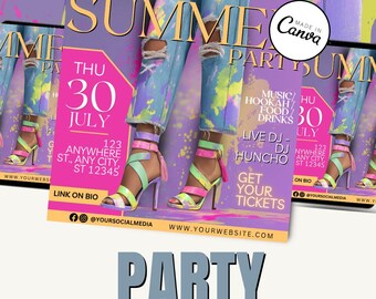 Summer Party Flyer Template – Editable Canva Design (Digital Download)