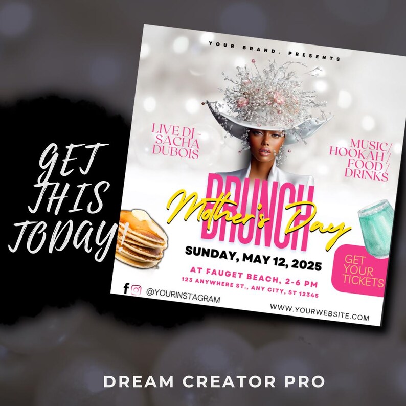 Mother's Day Flyer, Mother's Day Brunch, Elegant Mother’s Day flyer, Canva Template 2025, Event, Digital Flyer / Editable Brunch invitation
