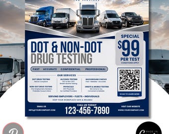 DOT Testing Consortium Flyer Canva / DIY Drug Lab Service Flyer / Instagram Health Template / Medical / Employment / booking / Mobile Lab