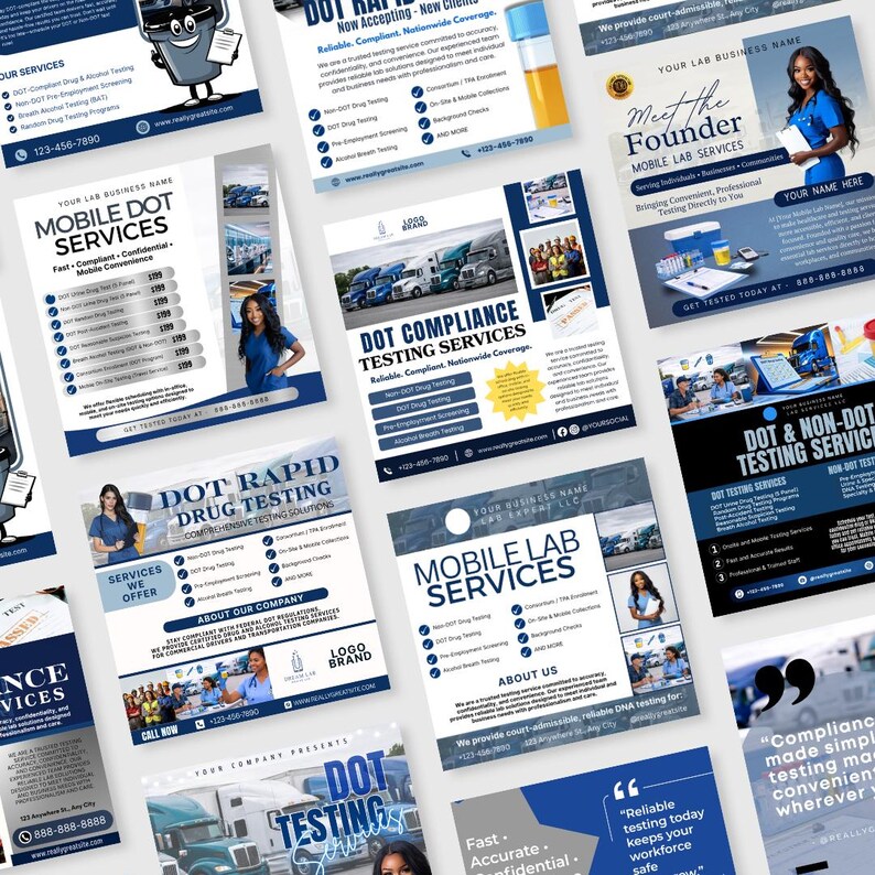 DOT & Non-dot Testing Instagram Post Bundle | 35 Canva Templates | Drug ...