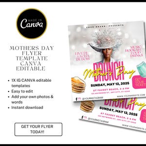 Mother's Day Flyer, Mother's Day Brunch, Elegant Mother’s Day flyer, Canva Template 2025, Event, Digital Flyer / Editable Brunch invitation