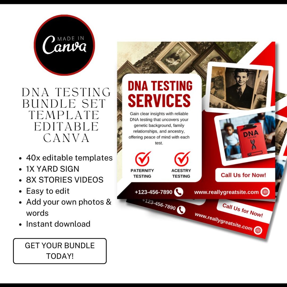 DNA Testing Flyer Canva Templates / DIY DNA Lab Service Yard Sign ...