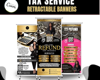 Tax Services Retractable Banner Template | Tax Prep & Refund Advance Pull-Up Banner | Editable Canva Design for Tax Professionals