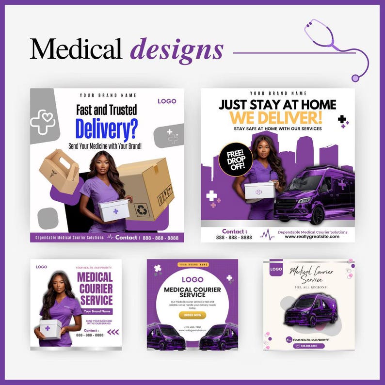 Medical Courier Service Flyer / DIY Medical Courier Service Flyer/ Canva Template 2024 / Medical Template / Medical flyer / Medical Template