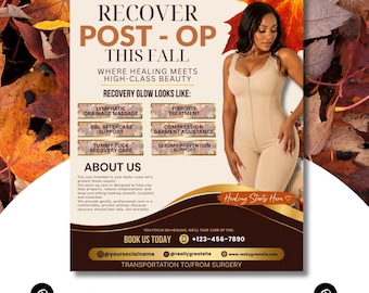 Post Op Care Flyer Template Canva | BBL Aftercare Flyer | Tummy Tuck Recovery Marketing | Beauty Business Editable | Instant Download