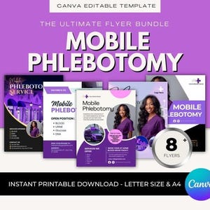 Modèle de Flyer de service de phlébotomie mobile / Flyer de service médical bricolage / Service de phlébotomie / Modèle médical / Santé / Modèle mobile d'ADN