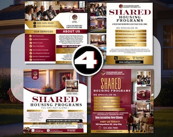 Shared Housing Flyer Template | Affordable Living Canva Flyer | Transitional Room Rental Ad |  Editable Design / Bundle
