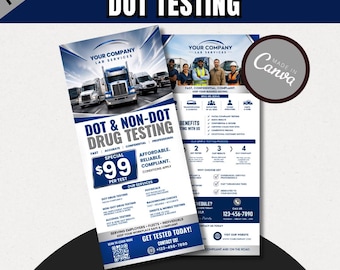 DOT Testing Consortium Rack Card Flyer Canva / DIY Drug Lab Service Flyer / Health Template / Medical Template / Employment / Printable