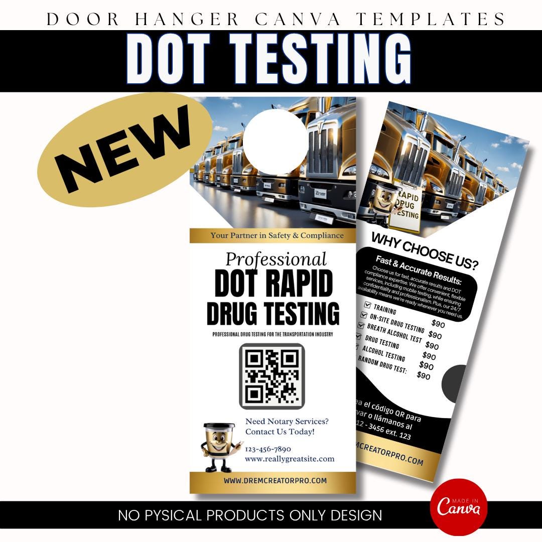 DOT Drug Testing Door Hanger Canva Template | Editable Marketing Design ...