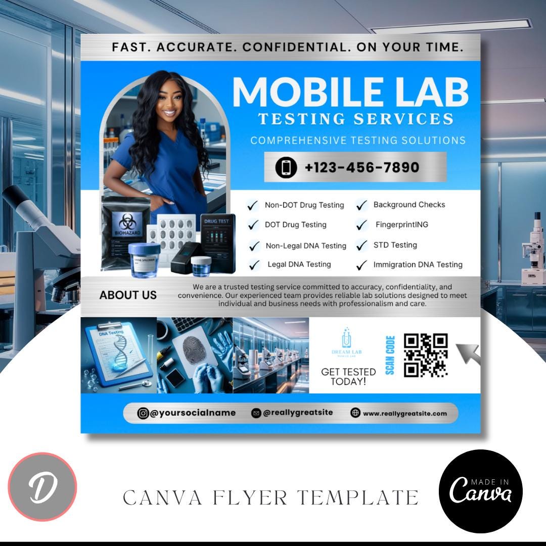 Mobile Lab Flyer | Canva Templates | Drug Testing, DNA, & DOT Service ...