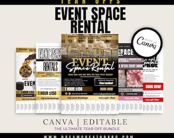 Event Space Tear-Off Flyer Template: Editable Venue Rental Design (Canva Pro Required)