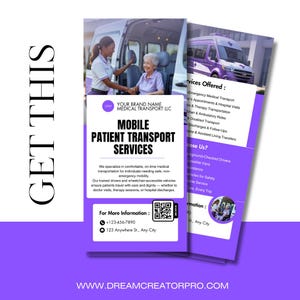 Patient Rack Card Mobile Patient Transport Rack Card Template | Editable Canva Template ...